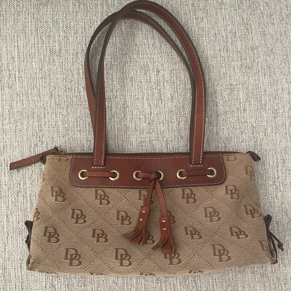 Vintage Dooney & Bourke Signature Quilted Pattern Tassel Bag w/Wallet Brown SM - Picture 2 of 16